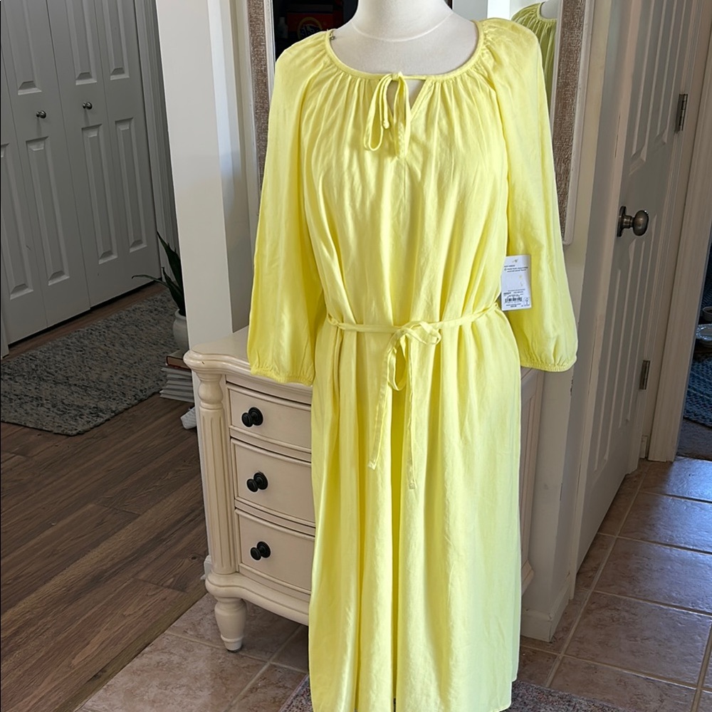 NWT SONOMA Sunny Yellow Midi Dress SZ M